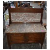 Antique Marble Top Washstand W/Matching Backsplash