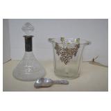Lot Vinyage Heavy Glass Ice Bucket &