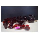 Lot of Ruby Red Dinnerware