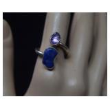 Sterling Amethyst & Lapis Ring  Size 7-1/2