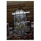 Large Vintage Hanging Brass&Glass Chandelier