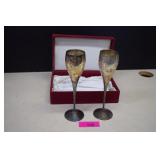 Two Silver Plate Engraved Goblets