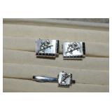 Shields Men's MOP Cuff Links&Tack w/ Lion Emblem