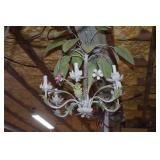 Old Hanging Chandelier W/ Floral Metal Leaves