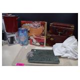 Lot of Home Decor, Trays, Tablecloths & More