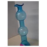 Blenko Style Three Tiered Blue Vase