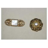 Two Fur clips/Shoe Clips w/ MOP & Pearl