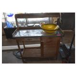 Vintage Wood Potting Bench W/ Sink, Work Surface
