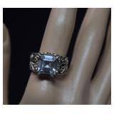 Sterling Ring w/ Tourmaline  Sz 8-1/4