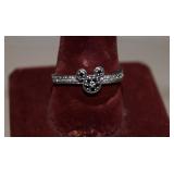 Disney .925 Marcasite 'Wish' Ring Marked BGE,Size