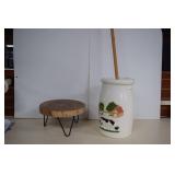 Butter Churn  And Wood Plant Stand
