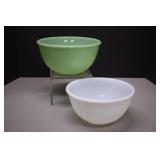 9' Fire King Jadeite & 8.5' Milk Glass Bowls