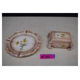 Vintage MCM Porcelain Cigarette Box Y Ashtray
