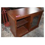 Small Solid Wood Cupboard with Sliding Glass Door