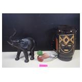 Leather Covered Elephant, Hide Covered Drum &