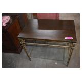 Metal Side Table W/ Glass Bottom Shelf
