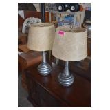 Pair Of Table Lamps W/ Newsprint Style Shade