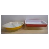 Vintage Pyrex,Yellow Divided Casserole & Flamingo