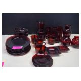 Lot of Ruby Red Dinnerware
