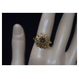 Avon Flower Ring w/ Rhinestone  Size 9