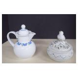 Dansk Teapot & Bird Covered Dish