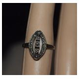 Sterling & Marcasite Ring   Sz 7-1/4