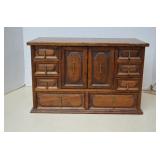Vintage Large Wooden Jewelry Box W/ Costume -