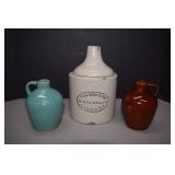 Three Crock Jars - Two Small Glazed & Vintage