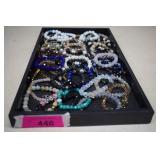 Tray Of Nice Glass & Blingy Beaded Bracelets -
