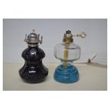 Vintage Lot 2 Glass Oil Lamps