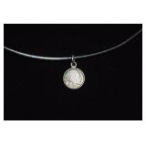 Sterling Cable Choker & Tiny Buffalo Indian Head