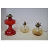 Lot Vintage Glass Oil Lamps