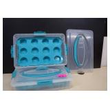 Two Plastic One Dozen Cupcake Carriers