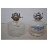 Vintage Lot 2 Glass Oil Lamps