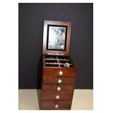 Small Wood Jewelry Box Full Of Jewelry