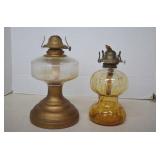 Vintage Lot 2 Glass Oil Lamps