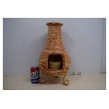 Small Terracotta Candle Chiminea On Metal Stand
