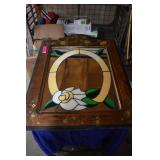 Vintage Floral Stained Glass Wall Mirror
