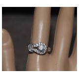 Sterling Silver Clear Stone Ring   Sz 7-1/4