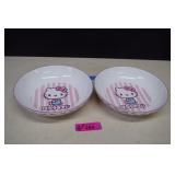 Pair of Hello Kitty Large Ceramic Pasta Bowls 9'