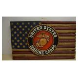 Wooden U.S. Marine Corps Flag Shaped Sign 18x11'