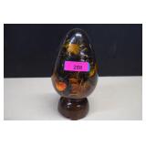 Vietnamese Black Lacquer Egg w/Gold Fish