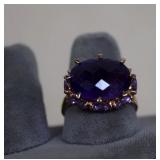 Sterling Cushion Cut  Amethyst Ring Size 9