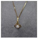 10K GF Chain & Pearl Pendant