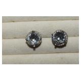Large Round Earrings w/ Clear&Aurora Borealis