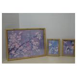 Lot 3 Vintage Wood Framed Bird Wall Art