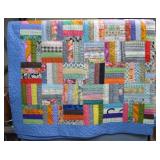 Vintage Colorful Hand Stitched Quilt