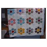 Vintage Hand Stitched Colorful Quilt