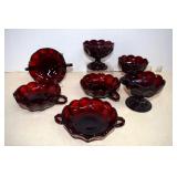 Vtg. Anchor Hocking Ruby Red Fairfield Compotes &