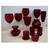 Vintage Ruby Red Vases,Tooth Pick Holder & Stemmed